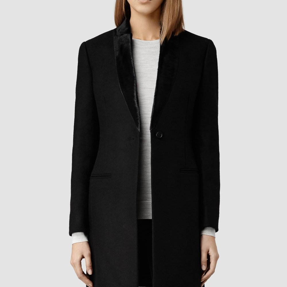 All Saints Black Pea Coat